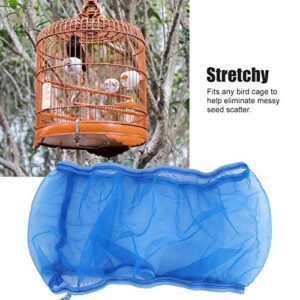 Strnek 2Pcs Bird Cage Cover Seed Catcher Birdcage Lightweight Soft Airy Polyester Mesh Cover Skirt Guard Universal Parrots Cage Accessories 26.0-52.0Inx6.7In (Small-Blue)