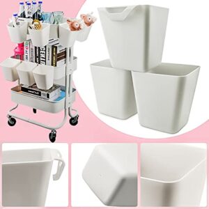 LeonBach 5 Pack White Hanging Cup Holders, Rolling Cart Accessories Hanging Pencil Holder Storage Containers Hanging Buckets Hanging Bins