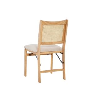 Powell Furniture Linon Lorna Rattan Cane Wood Folding Dining Side Chair in Beige