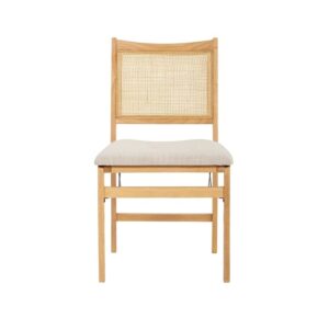 Powell Furniture Linon Lorna Rattan Cane Wood Folding Dining Side Chair in Beige