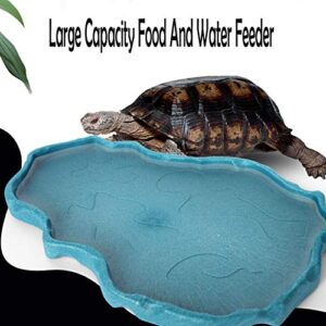 Reptile Food and Water Bowl Turtle Habitat Tortoise Feeder Large and Small Plastic Plates for A Set for Lizard Chameleon Iguana Snake Gecko 2 PCS