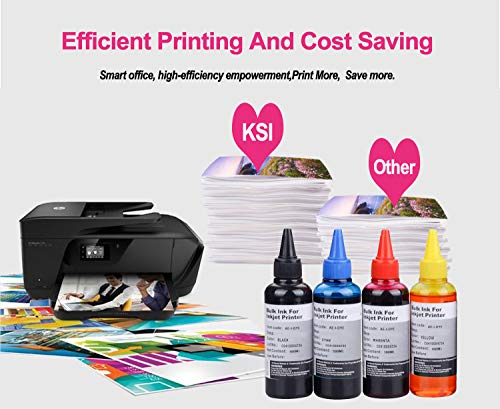 KSUMEI Ink Refill Kit for HP Printer Cartridges HP Ink 952 902 951 950 933 63 62 61 60 901 932 21 22 920 940 934 564 711 970 971 94 95 96,HP Ink Refill Kit (100ml x 4 Bottle) with 4 Syringes