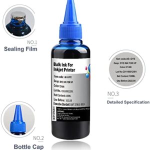 KSUMEI Ink Refill Kit for HP Printer Cartridges HP Ink 952 902 951 950 933 63 62 61 60 901 932 21 22 920 940 934 564 711 970 971 94 95 96,HP Ink Refill Kit (100ml x 4 Bottle) with 4 Syringes