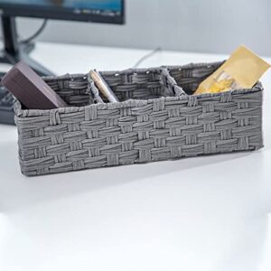 Toilet Paper Basket for Tank Topper,Woven Storage Box Cube Basket Bin Container, Shelf Cabinet(Grey 1pc) (14.17''L x 5.90''W x 3.93''H)