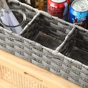 Toilet Paper Basket for Tank Topper,Woven Storage Box Cube Basket Bin Container, Shelf Cabinet(Grey 1pc) (14.17''L x 5.90''W x 3.93''H)