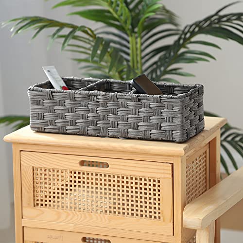 Toilet Paper Basket for Tank Topper,Woven Storage Box Cube Basket Bin Container, Shelf Cabinet(Grey 1pc) (14.17''L x 5.90''W x 3.93''H)