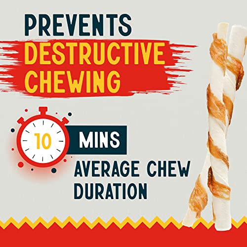 Canine Chews Chicken-Wrapped Rawhide Twists for Dogs - Pack of 100 U.S.A. Sourced Chicken Wrapped Rawhide Dog Treats, Sticks for Dogs - Premium & Natural Beefhide Chews
