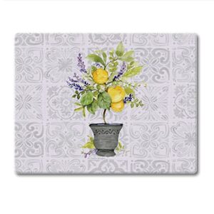 counterart watercolor lemons 3mm heat tolerant tempered glass cutting board 10” x 8” manufactured in the usa dishwasher safe