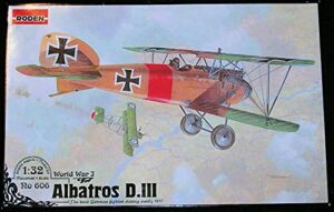albatros d.iii german fighter aircraft 1/32 scale plastic model kit roden 606
