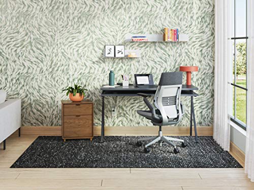 Steelcase Gesture Office Chair - Cogent: Connect Licorice Fabric, Medium Seat Height, Wrapped Back, Dark on Dark Frame, Lumbar Support, Hard Floor Casters