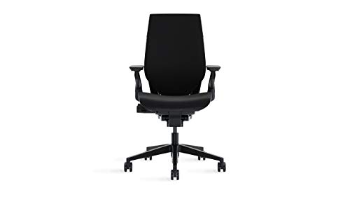 Steelcase Gesture Office Chair - Cogent: Connect Licorice Fabric, Medium Seat Height, Wrapped Back, Dark on Dark Frame, Lumbar Support, Hard Floor Casters