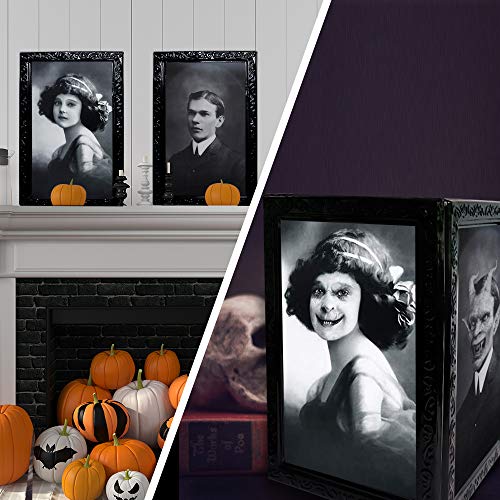 YBB 3 Pack Halloween Moving Picture Frame, 3D Changing Face Horror Portrait Scary Decoration for Home Halloween Party, Castle, Haunted House Decor