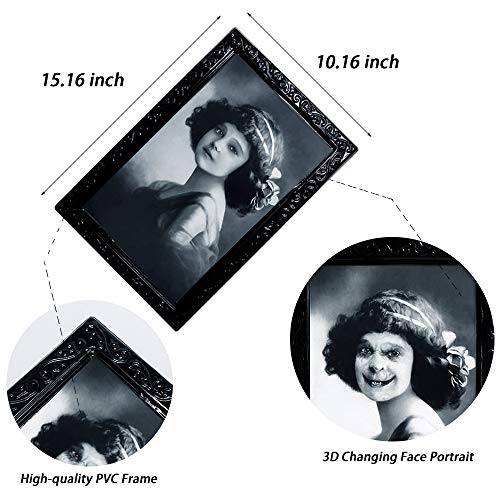 YBB 3 Pack Halloween Moving Picture Frame, 3D Changing Face Horror Portrait Scary Decoration for Home Halloween Party, Castle, Haunted House Decor