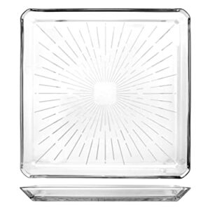 Madlen Cake Plate Glass Stand Square Platter with Geometric Pattern - 9.5 inches