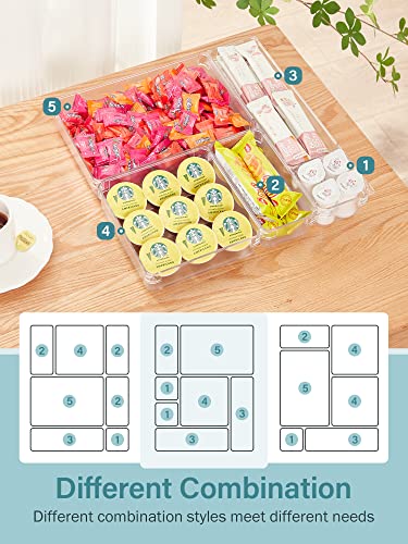 Kootek 31 Pcs Desk Drawer Organizer Set 5-Size Bathroom Drawer Tray Dividers Versatile Storage Bins Plastic Vanity Trays Organizers Divider Container for Dresser Makeup Kitchen Utensil Office