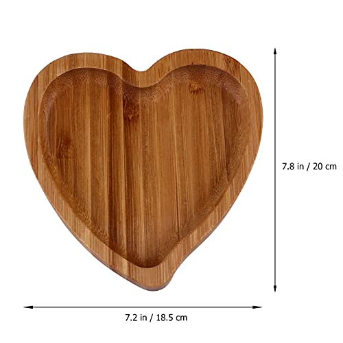 IMIKEYA Heart Shaped Bamboo Tray Wood Plate Wooden Rustic Farmhouse Serving Tray Plate for Home Restaurant Cake Cookie Plate Valentine Christmas Table Decor