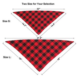 ADOGGYGO Christmas Dog Bandana Classic Buffalo Plaid Pet Bandana Triangle Bibs Kerchief Red Green Plaid Dog Scarfs for Small Medium Large Dogs Cats Pet (S, Red & Red)