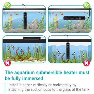 AQQA Aquarium Heater 200W for 45-80 Gallon Submersible Fish Tank Heater for Aquarium Betta Fish Heater Aquarium Thermostat Heater Freshwater and Saltwater (200W for 45-80 Gal)