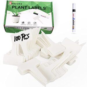 100 pcs plastic plant labels, premium garden tags, waterproof greenhouse markers, vegetable seeds for gardening outdoors signs, supplies for florist planting indoor, with bonus a pen.