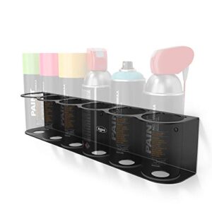 koova 6 aerosol  spray can holder | easy install wall mount | heavy-duty powder coated steel storage rack for garage & home | craft workspace paint bottle organizer | hardware included | usa made