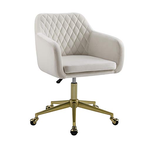 Linon White Quilted Brooklyn Office Chair, Metal