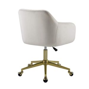 Linon White Quilted Brooklyn Office Chair, Metal