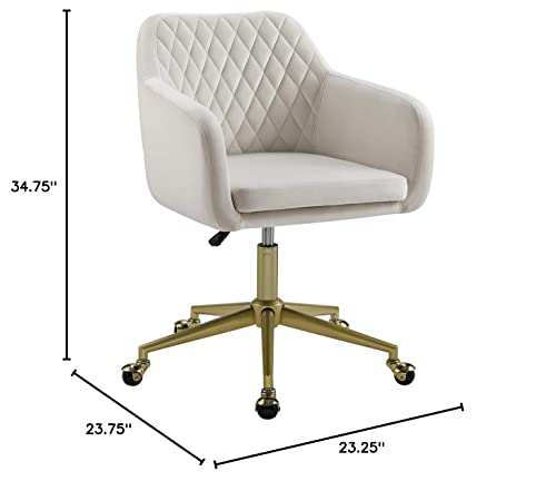 Linon White Quilted Brooklyn Office Chair, Metal