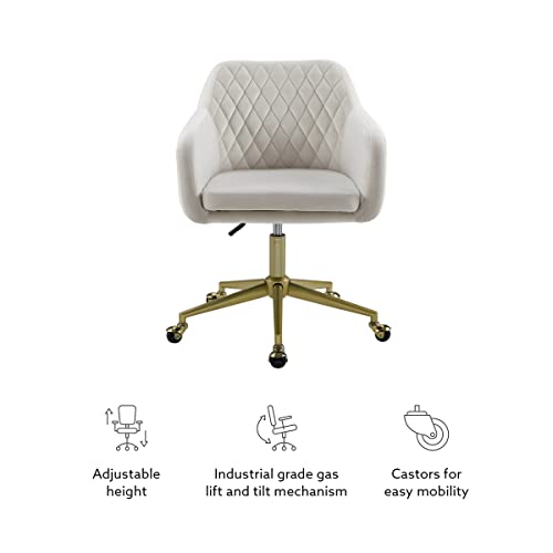 Linon White Quilted Brooklyn Office Chair, Metal