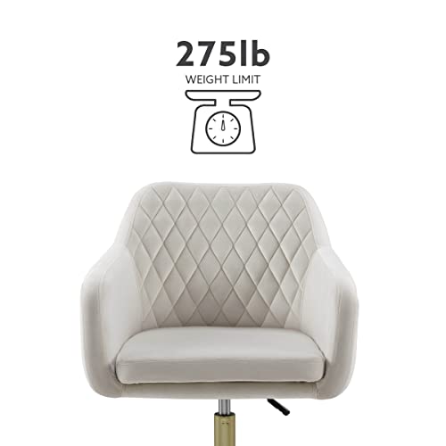 Linon White Quilted Brooklyn Office Chair, Metal