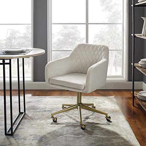 Linon White Quilted Brooklyn Office Chair, Metal