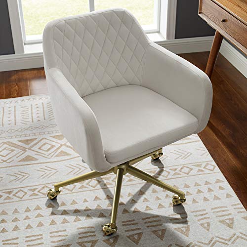 Linon White Quilted Brooklyn Office Chair, Metal