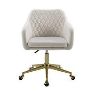 Linon White Quilted Brooklyn Office Chair, Metal