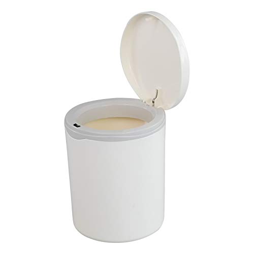 Asking 0.5 Gallon Mini Plastic Desktop Waste Can, Tiny Push Button Trash Can, White