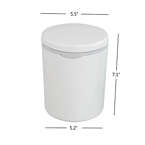 Asking 0.5 Gallon Mini Plastic Desktop Waste Can, Tiny Push Button Trash Can, White