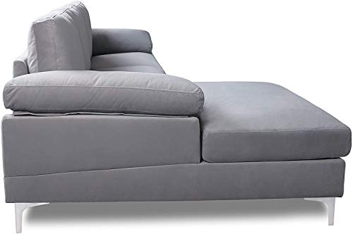 Restar Sectional Couch Left-Hand Facing, L-Shaped Couch for Family Living Room, Modern Large Velvet Sectional Sofa with an Extra-Wide Chaise Lounge (Light Grey)