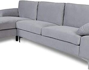Restar Sectional Couch Left-Hand Facing, L-Shaped Couch for Family Living Room, Modern Large Velvet Sectional Sofa with an Extra-Wide Chaise Lounge (Light Grey)