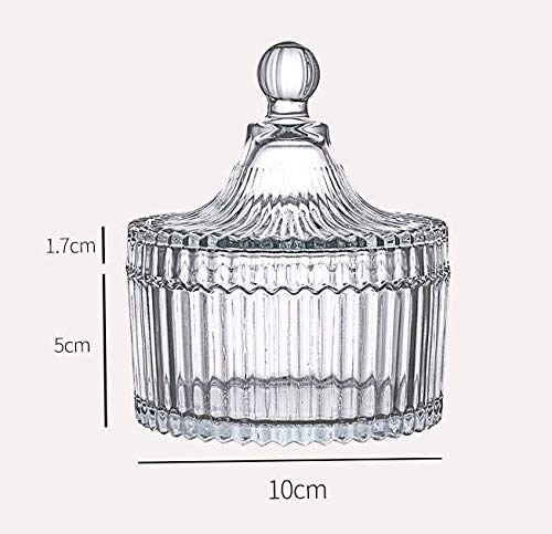 280ML/10Oz Candy Dishes Crystal Glass Candy Box with Lid Decorative Covered Food Storage Organization Sugar Bowl Cookie Jar Biscuit Jar Seasoning Jar for Home Kitchen(Clear)