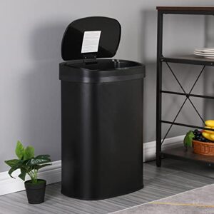 payhere kitchen trash can for bathroom office home, powered by batteries (not included) (13 gallon trash can (black))