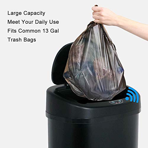 Payhere Kitchen Trash Can for Bathroom Office Home, Powered by Batteries (not Included) (13 Gallon Trash Can (Black))