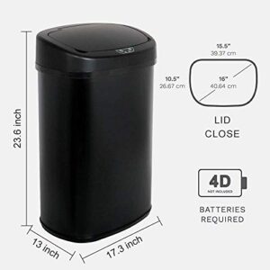 Payhere Kitchen Trash Can for Bathroom Office Home, Powered by Batteries (not Included) (13 Gallon Trash Can (Black))