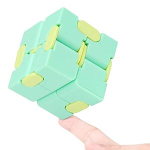 infinity cube fidget toy stress relieving fidgeting game for kids and adults,cute mini unique gadget for anxiety relief and kill time (macaron green)