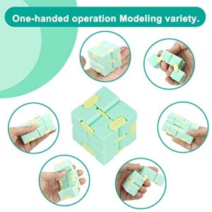 Infinity Cube Fidget Toy Stress Relieving Fidgeting Game for Kids and Adults,Cute Mini Unique Gadget for Anxiety Relief and Kill Time (Macaron Green)