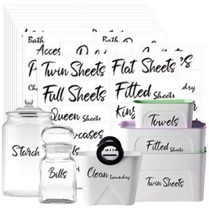 hebayy 242 cursive laundry room organization labels printed customizable waterproof tear-resistant stickers with perforation line for bathroom laundry closet farmhouse containers bins