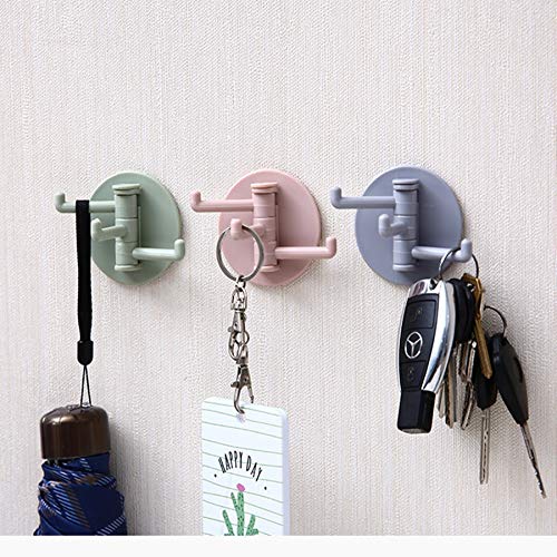 (4 pcs) Self-Adhesive Wall Hook,180 Degree Rotatable Strong Stick Hooks Seamless Scratch Mirror Organize and Decorate Your Dorm Bathroom Office