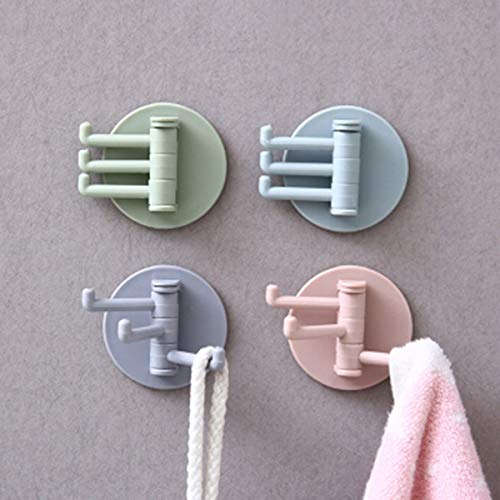 (4 pcs) Self-Adhesive Wall Hook,180 Degree Rotatable Strong Stick Hooks Seamless Scratch Mirror Organize and Decorate Your Dorm Bathroom Office