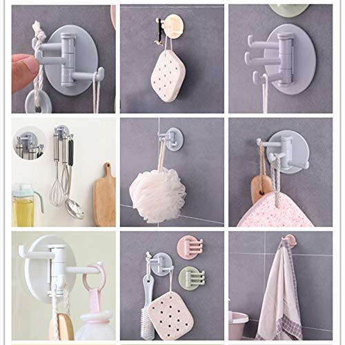 (4 pcs) Self-Adhesive Wall Hook,180 Degree Rotatable Strong Stick Hooks Seamless Scratch Mirror Organize and Decorate Your Dorm Bathroom Office
