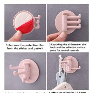 (4 pcs) Self-Adhesive Wall Hook,180 Degree Rotatable Strong Stick Hooks Seamless Scratch Mirror Organize and Decorate Your Dorm Bathroom Office