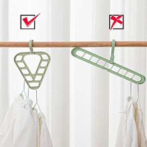 Household Clothes Hanger Storage Rack Drying Rack,9-Hole Magic Clothes Hanger Closet Organizer Space Saving Multi-Function Wardrobe Hanger(Green)