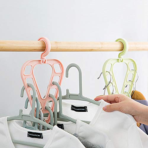 Household Clothes Hanger Storage Rack Drying Rack,9-Hole Magic Clothes Hanger Closet Organizer Space Saving Multi-Function Wardrobe Hanger(Green)