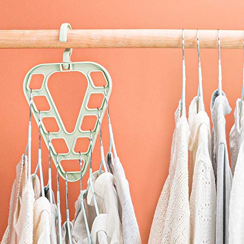 Household Clothes Hanger Storage Rack Drying Rack,9-Hole Magic Clothes Hanger Closet Organizer Space Saving Multi-Function Wardrobe Hanger(Green)